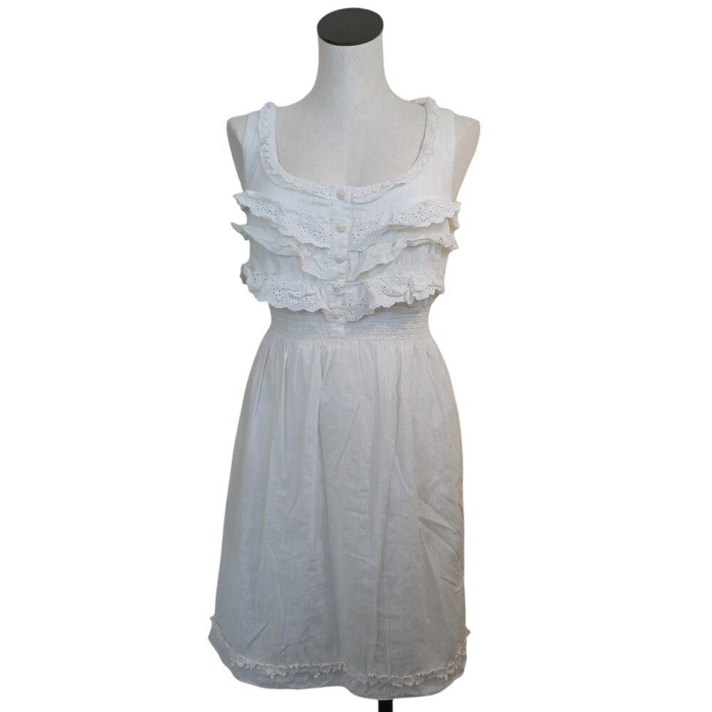 Chelsea & Violet Dress Ivory Sleeveless Lace Ruffles Womens Large‎